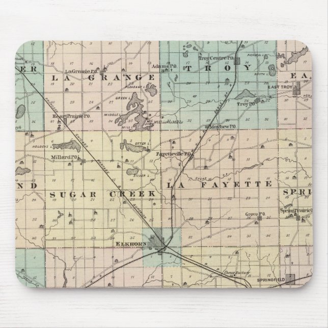 Tapis De Souris Carte du comté de Walworth, État du Wisconsin (Devant)