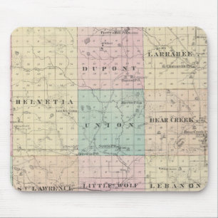 Tapis De Souris Carte du comté de Waupaca, État du Wisconsin