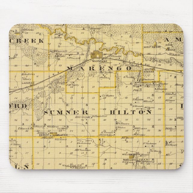 Tapis De Souris Carte du comté d'Iowa, État de l'Iowa (Devant)