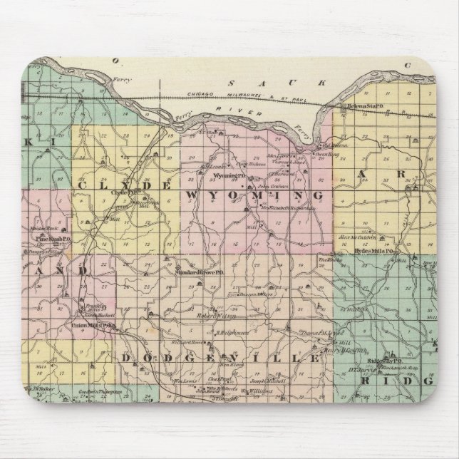 Tapis De Souris Carte du comté d'Iowa, État du Wisconsin (Devant)