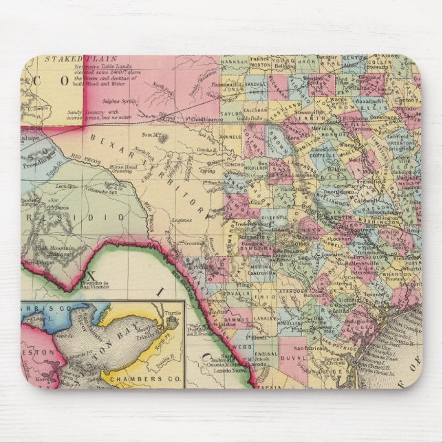 Tapis De Souris Carte Du Comté Du Texas (Devant)