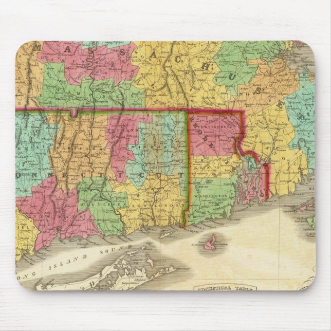 Tapis De Souris Carte du Connecticut et de l'île de Rhode du Massa (Devant)
