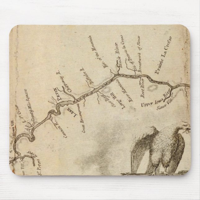 Tapis De Souris Carte du fleuve Mississippi (Devant)