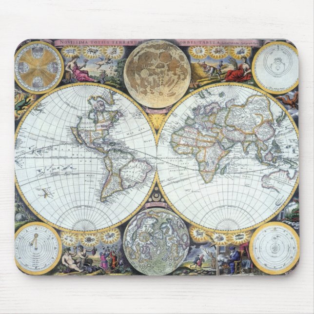 Tapis De Souris Carte du monde antique, Atlas Maritimus par John S (Devant)