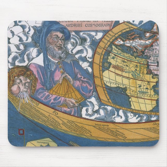 Tapis De Souris Carte du monde antique avec Claudius Ptolemy, 1507 (Devant)