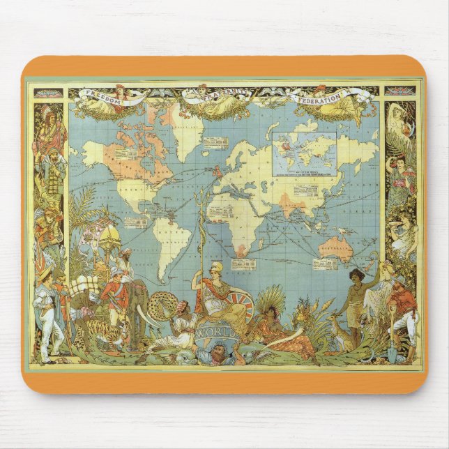 Tapis De Souris Carte du monde antique de l'Empire britannique, 18 (Devant)