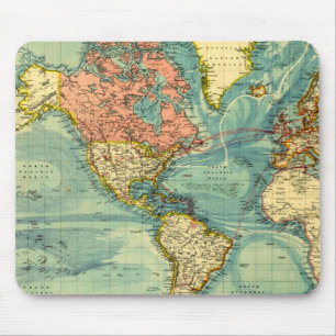 Tapis De Souris Carte du monde avec États-Unis
