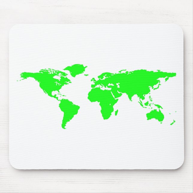 Tapis De Souris Carte du monde blanc vert (Devant)