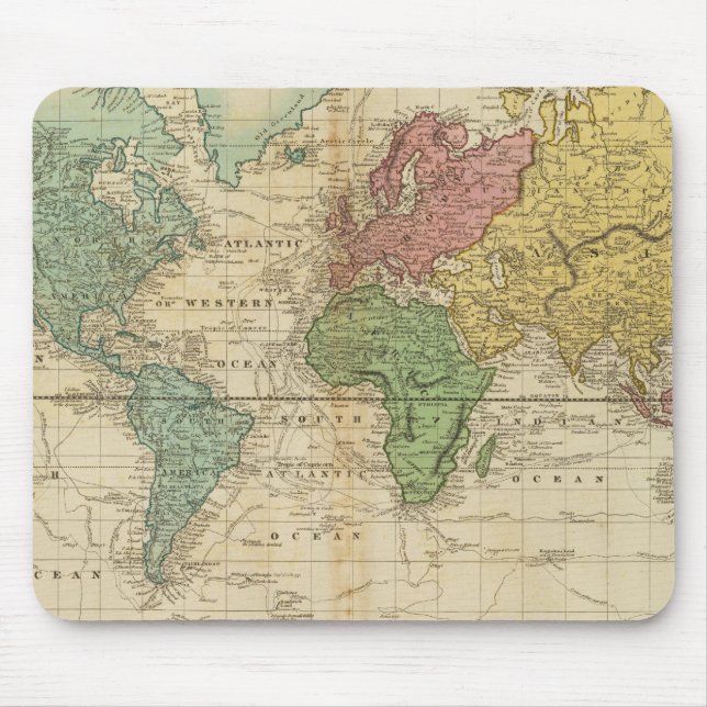 Tapis De Souris Carte du monde coloré (Devant)
