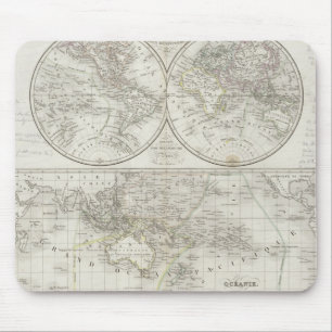 Tapis De Souris Carte du monde dans deux hémisphères