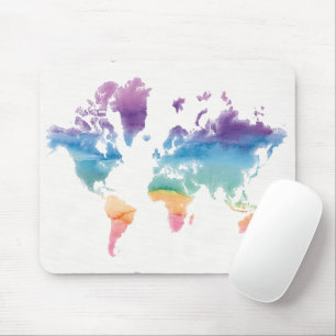 Tapis De Souris Carte du monde de l'aquarelle