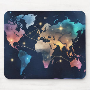 Tapis De Souris Carte du monde de Parties scintillant étincelante