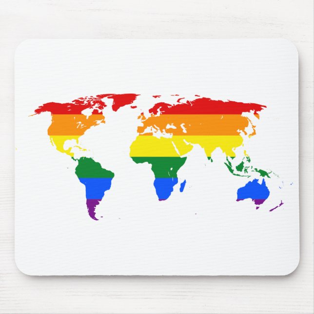 Tapis De Souris Carte du monde LGBTQ Rainbow (Devant)