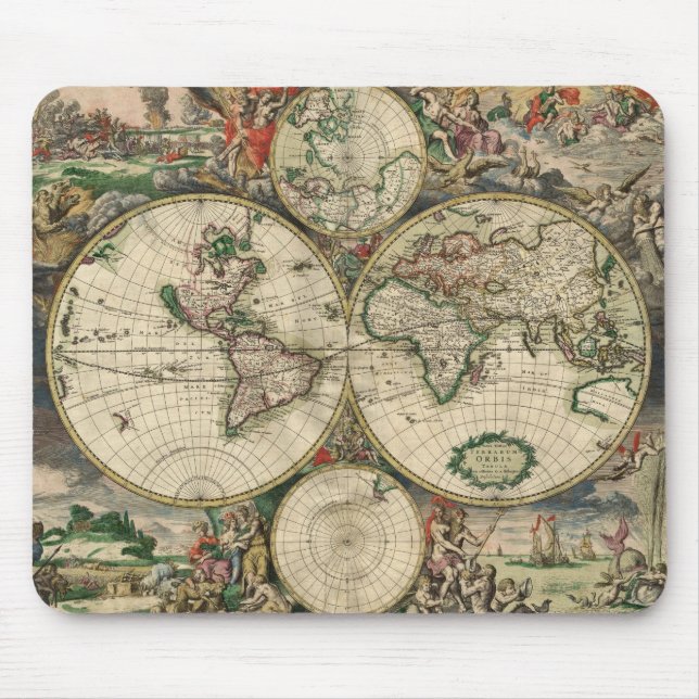Tapis De Souris Carte du monde Vintage de Mousepad 1689 (Devant)