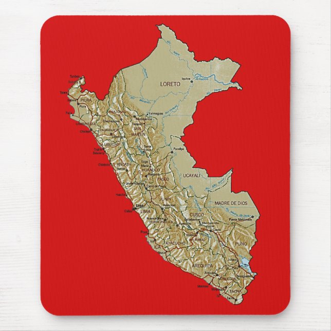 Tapis De Souris Carte du Pérou Mousepad (Devant)