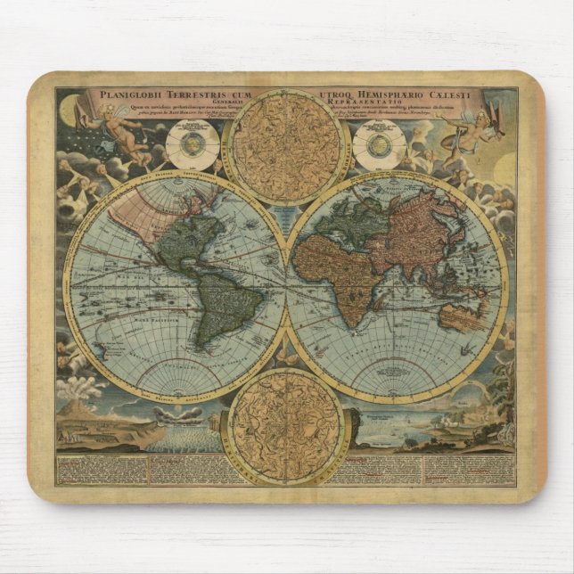 Tapis De Souris Carte du Vieux Monde Mousepad (Devant)