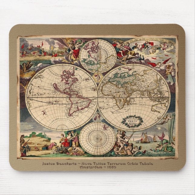 Tapis De Souris Carte du Vieux Monde Mousepad (Devant)