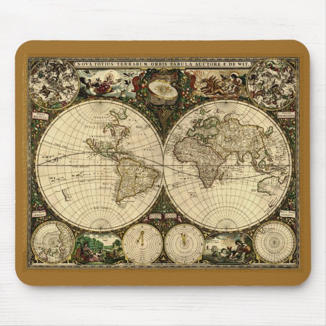 Tapis De Souris Carte du Vieux Monde Mousepad (Devant)