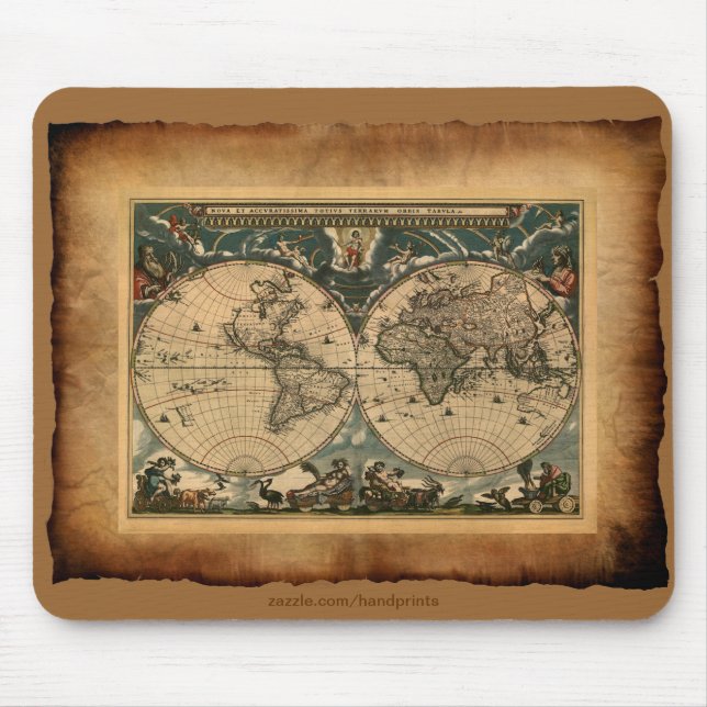 Tapis De Souris Carte du Vieux Monde Mousepad (Devant)