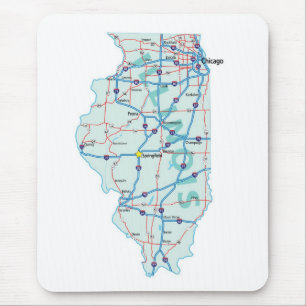 Tapis De Souris Carte d'un état à un autre Mousepad de l'Illinoi