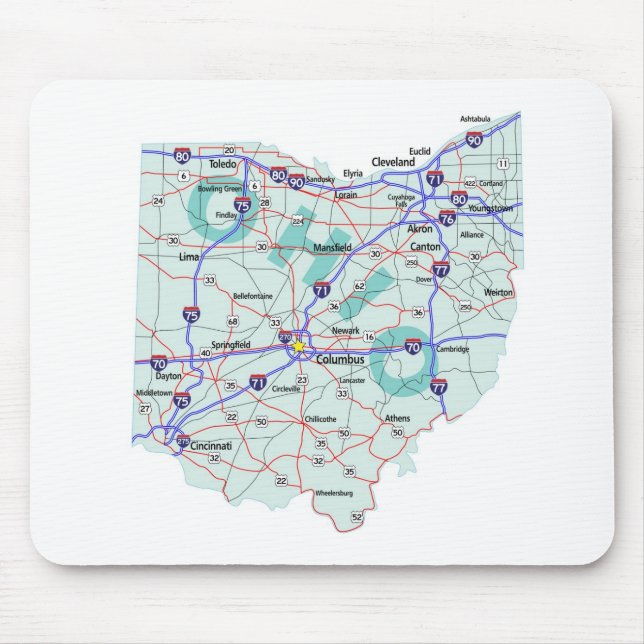Tapis De Souris Carte d'un état à un autre Mousepad de l'Ohio (Devant)