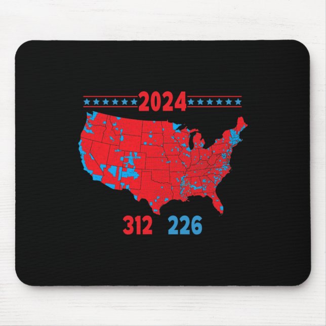 Tapis De Souris Carte électorale 2024 Trump 312 Red 2024 Election  (Devant)