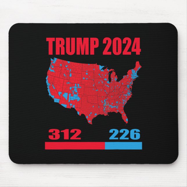 Tapis De Souris Carte électorale 2024 Trump 312 Red 2024 Election  (Devant)