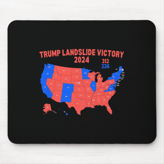 Tapis De Souris Carte électorale 2024 Trump 312 Trump Landslide (Devant)