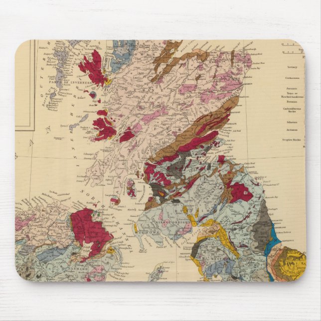 Tapis De Souris Carte géologique des îles britanniques (Devant)