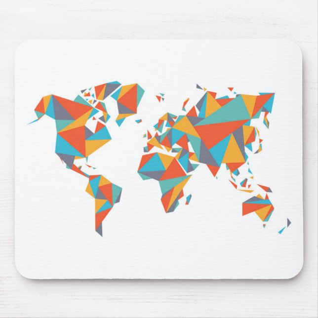 Tapis De Souris Carte géométrique abstraite du monde (Devant)