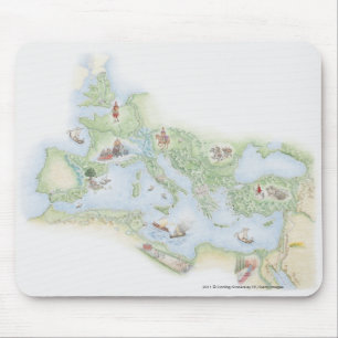 Tapis De Souris Carte illustrée de l'empire romain