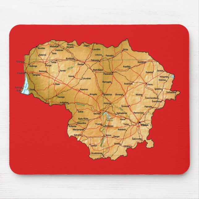 Tapis De Souris Carte lituanienne Mousepad (Devant)