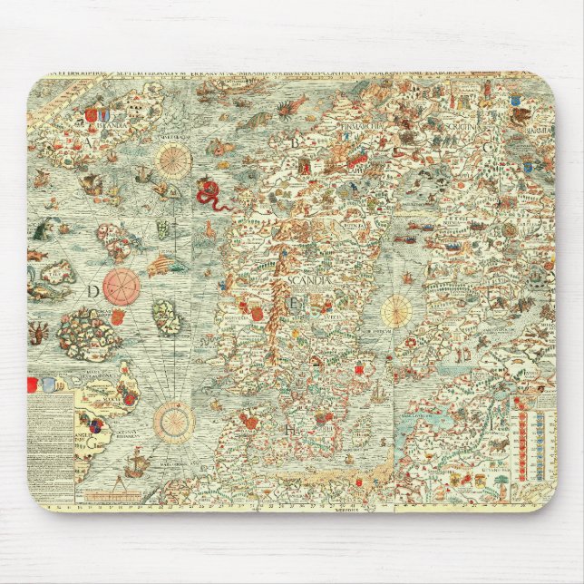 Tapis De Souris Carte médiévale Mousepad (Devant)