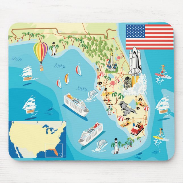 Tapis De Souris Carte mignonne de la Floride d'enfants (Devant)