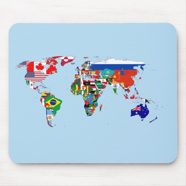 Tapis De Souris Carte mondiale des drapeaux Mousepad (Devant)