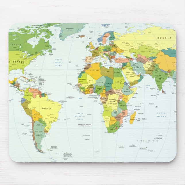 Tapis De Souris Carte mondiale Globe Pays Atlas (Devant)