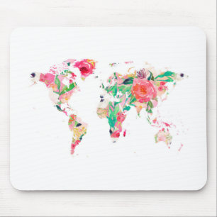 Tapis De Souris Carte Mondiale Souris Pad, Rose