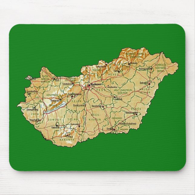 Tapis De Souris Carte Mousepad de la Hongrie (Devant)