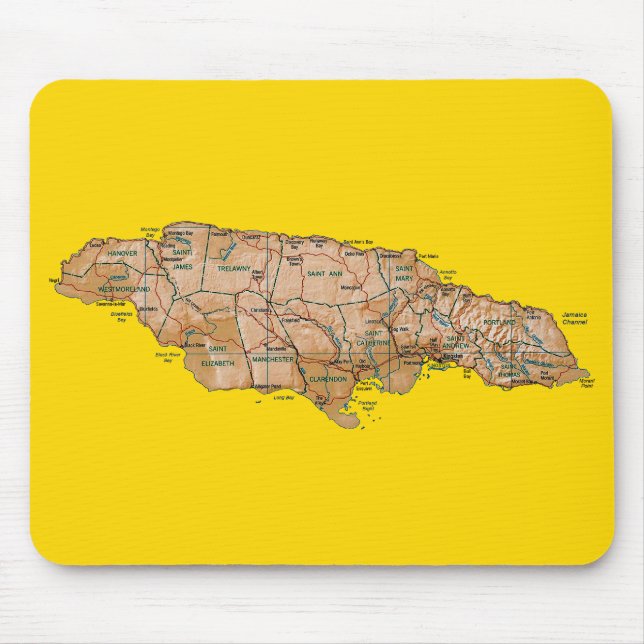 Tapis De Souris Carte Mousepad de la Jamaïque (Devant)