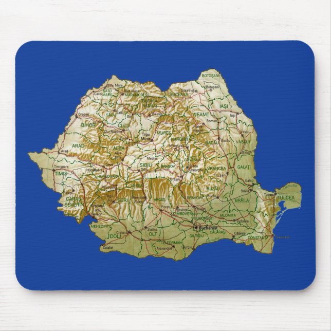 Tapis De Souris Carte Mousepad de la Roumanie (Devant)