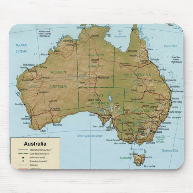 Tapis De Souris Carte Mousepad de l'Australie (Devant)