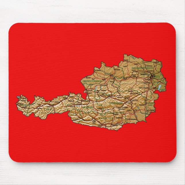 Tapis De Souris Carte Mousepad de l'Autriche (Devant)