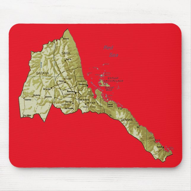 Tapis De Souris Carte Mousepad de l'Érythrée (Devant)