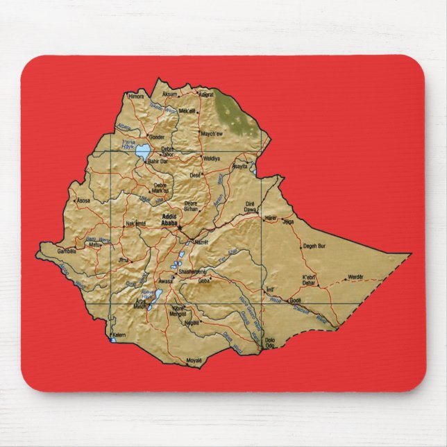Tapis De Souris Carte Mousepad de l'Ethiopie (Devant)