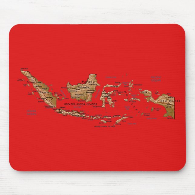 Tapis De Souris Carte Mousepad de l'Indonésie (Devant)