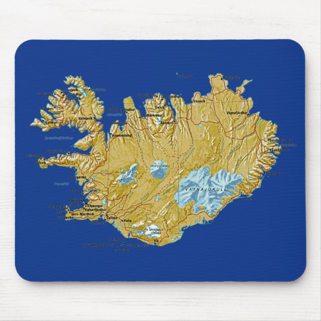 Tapis De Souris Carte Mousepad de l'Islande (Devant)