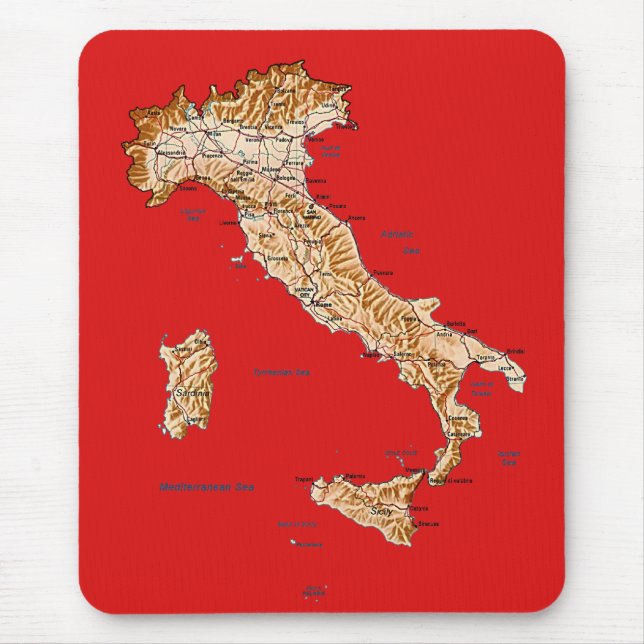 Tapis De Souris Carte Mousepad de l'Italie (Devant)