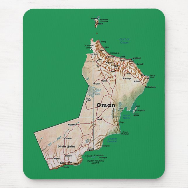 Tapis De Souris Carte Mousepad de l'Oman (Devant)