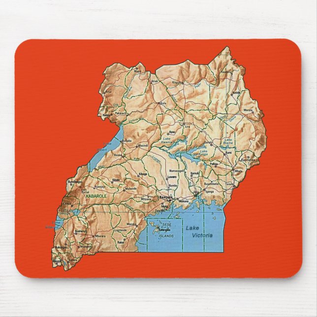Tapis De Souris Carte Mousepad de l'Ouganda (Devant)