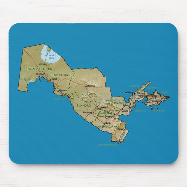 Tapis De Souris Carte Mousepad de l'Ouzbékistan (Devant)